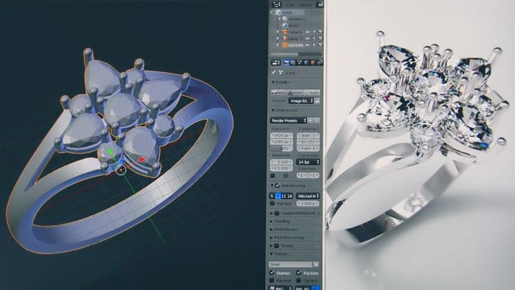 3d модель и готовое изделие 3d модель кольца