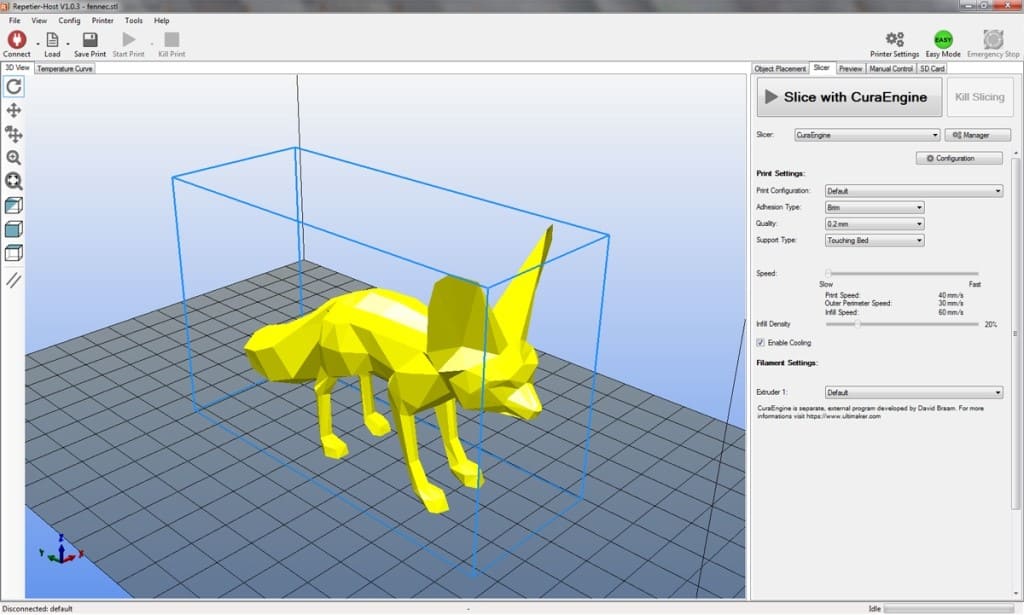 Cura 3d полигональная модель лисы Cura 3d модель