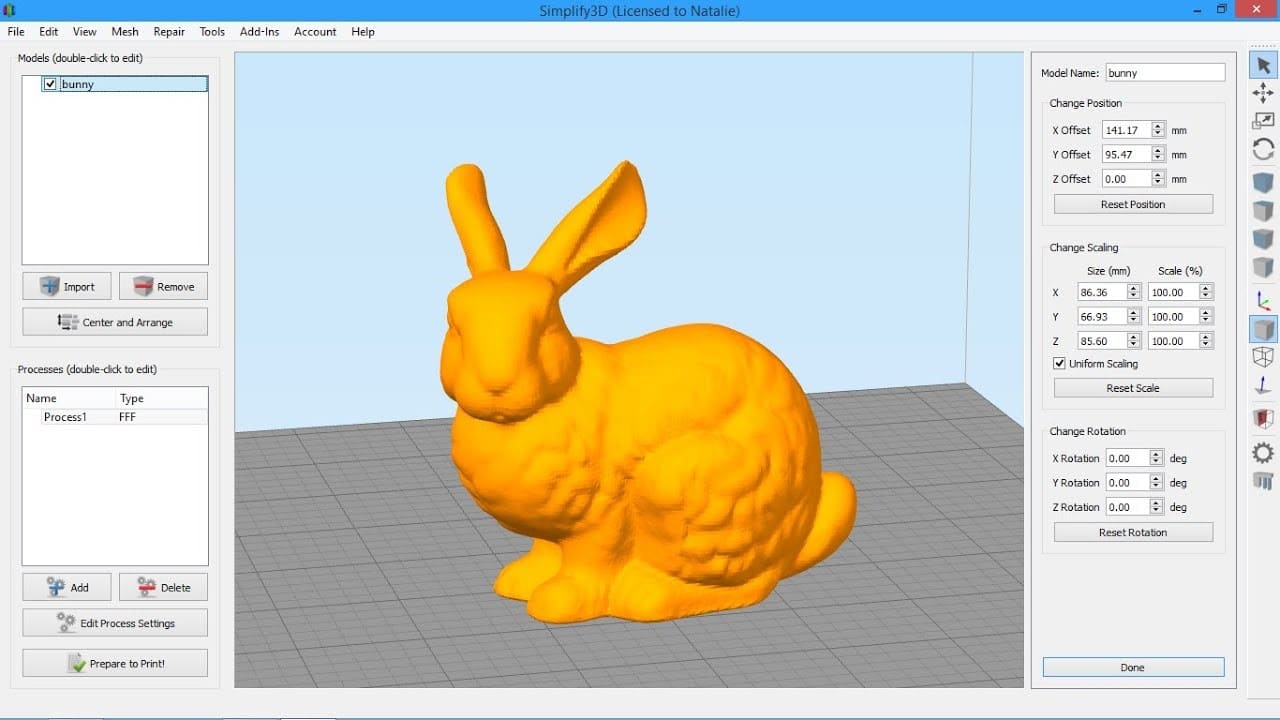 Simplify3D реалистичная модель кролика Simplify3D моделирование